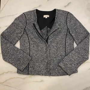 LOFT Jacket size 6 Heathered Black Wool/Cotton Blend